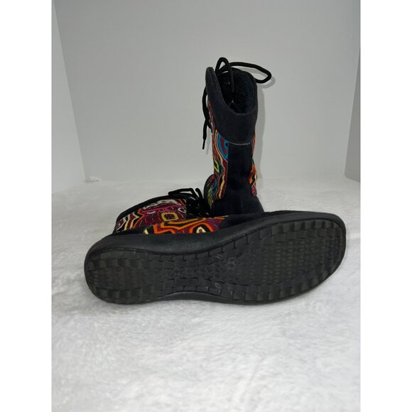 Handmade LaceUp Black Boots With Colorful Tribal Embroidered Design Womens Size8 - Picture 7 of 9